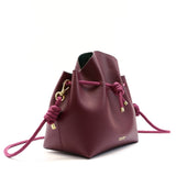 Sac seau en cuir bordeaux- bandoulière corde - PBM - Atelier Penso