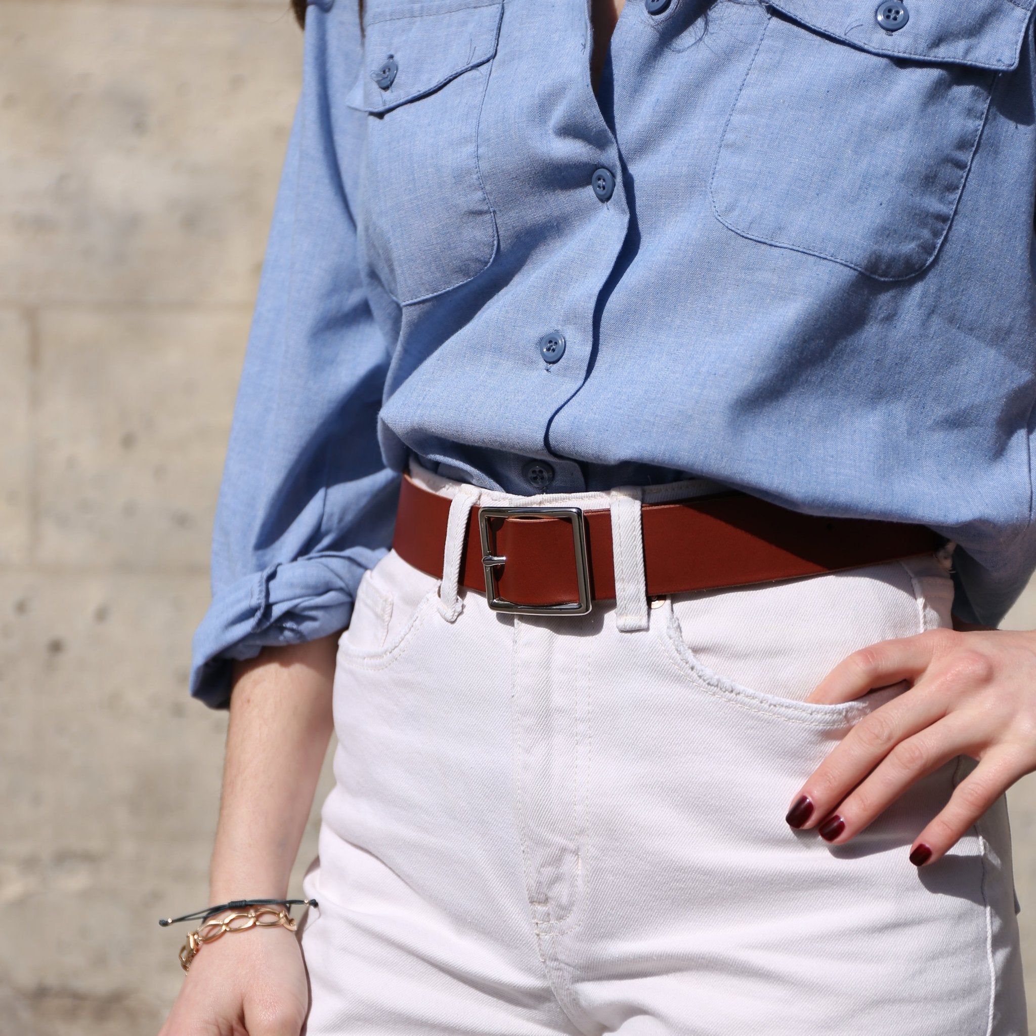 CEINTURE EN CUIR - BOUCLE CARRÉE - Atelier Penso