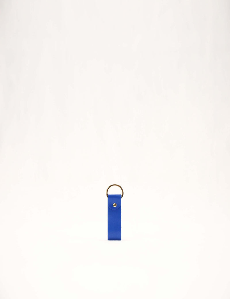 Porte-clés en cuir L - Bleu électrique